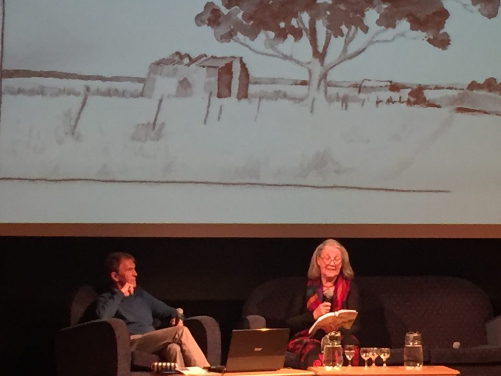Morag Henriksen reading to the audience at Skye Book Festival