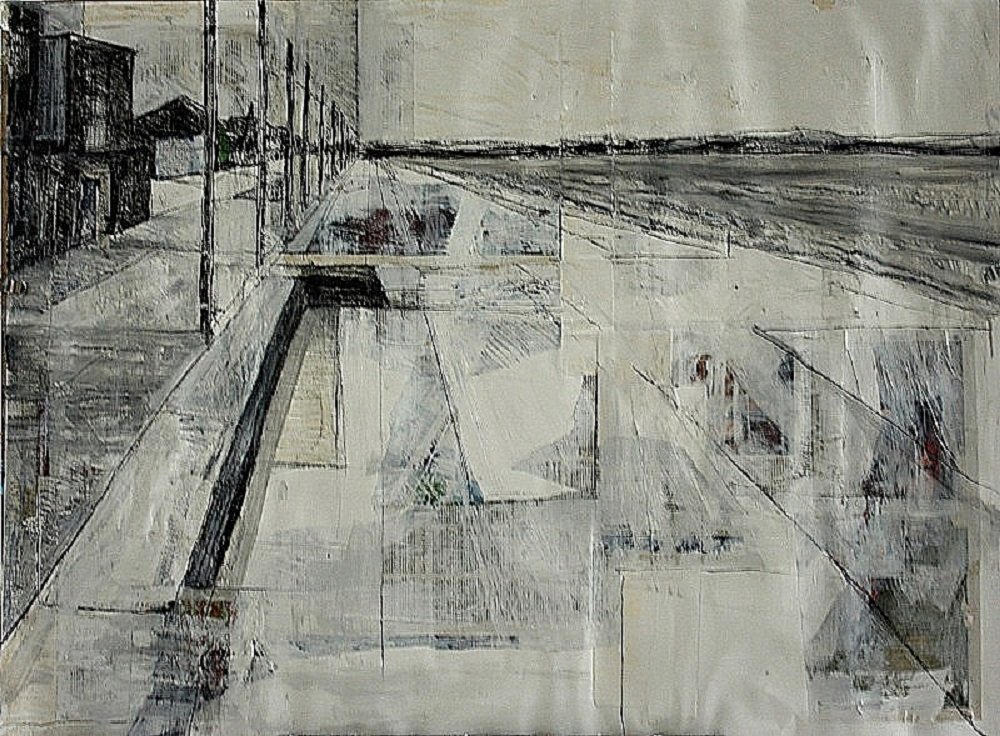 black and white rendering of Portobello Promenade in mixed media