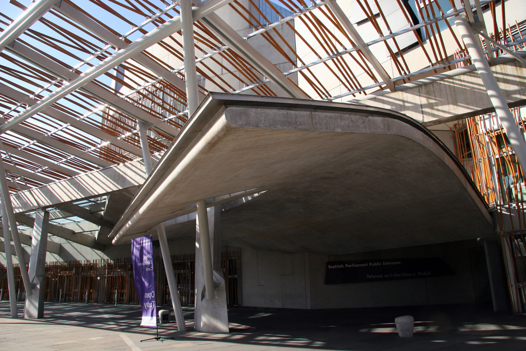 Scottish Parliament designed by Enric Miralles bearing strong resemblance to Barcelona market