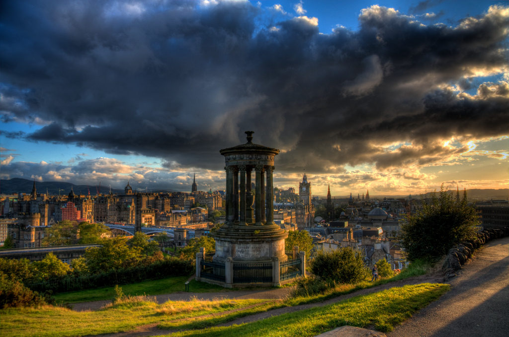 Sunset storm over Edinburgh, a dramatic sky illuminates Scotland's capital city. Image Andy Smith BY-NC-ND 2.0