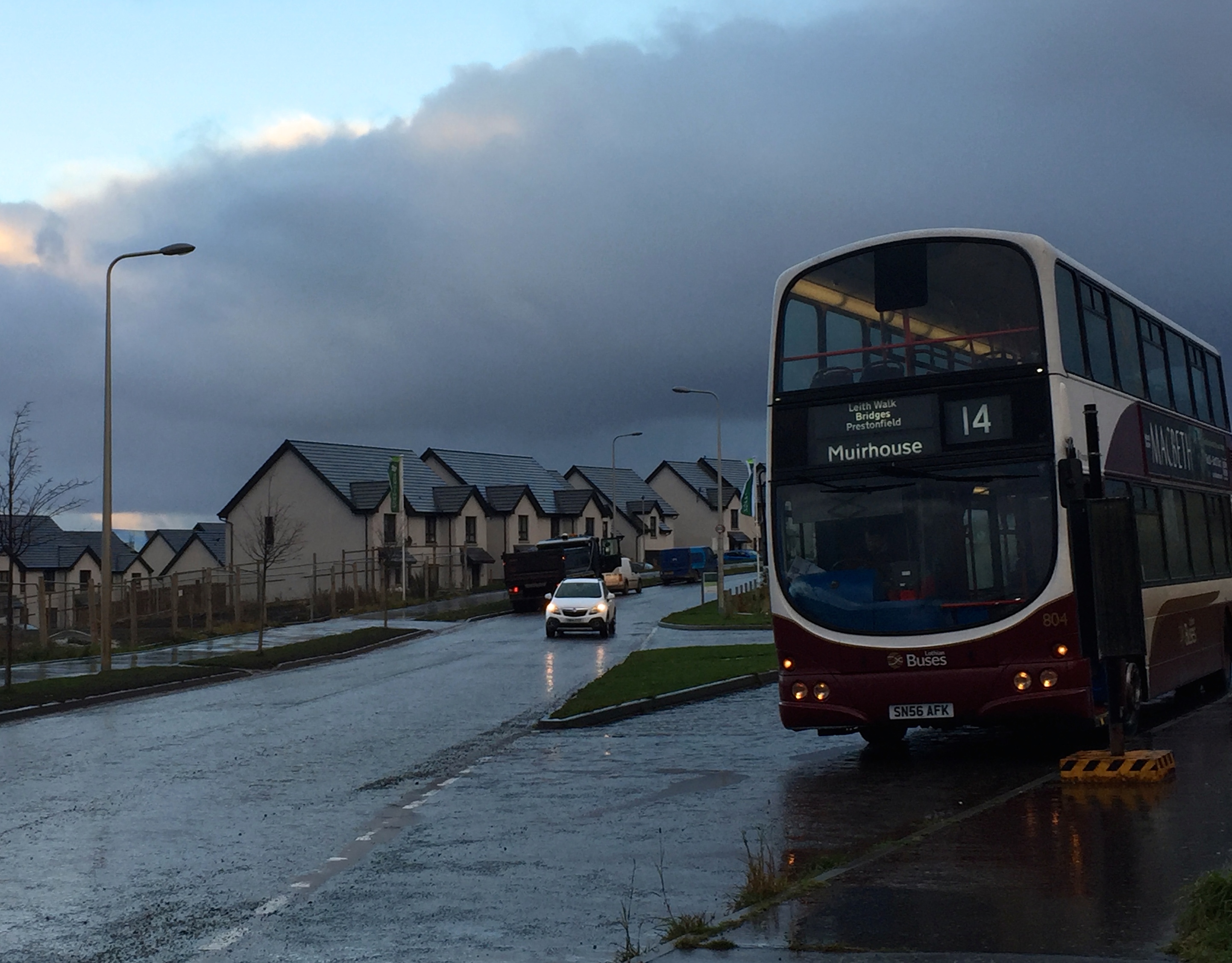 Bus ride to reality. The Number 14 bus at Greendykes, Craigmillar, preparing the return journey to Muirhouse