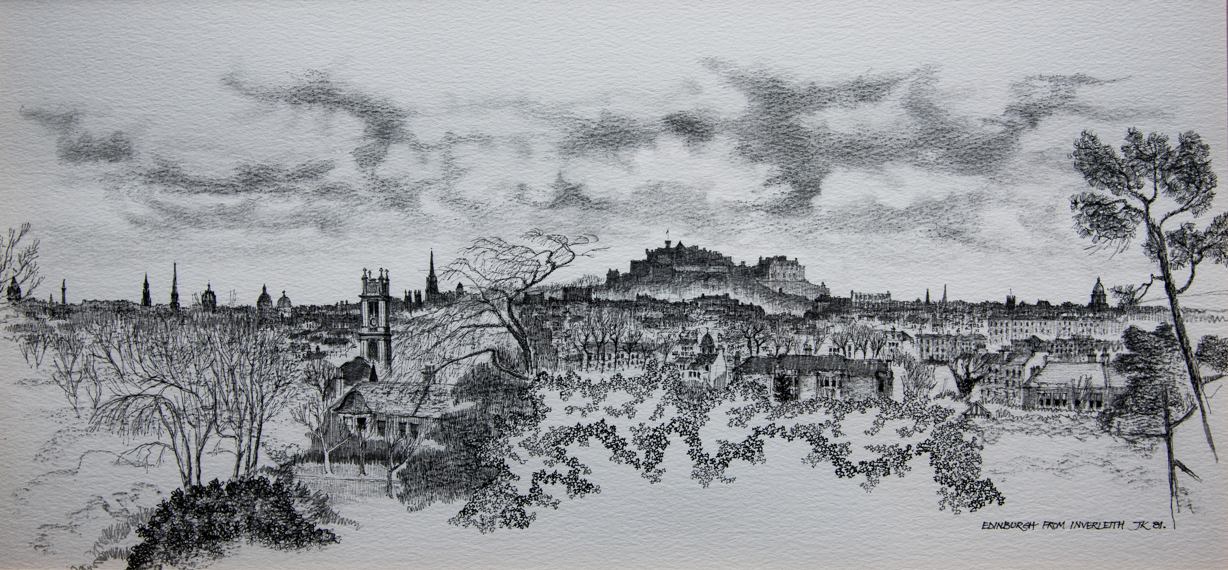 A panorama of Edinburgh in many shades of grey, by John Knight