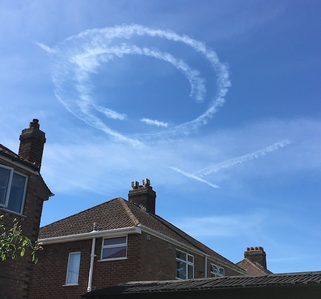 Smiley face in the sky, 'probably for Captain Tom' Photo Jaybot CC BY-SA 2.0