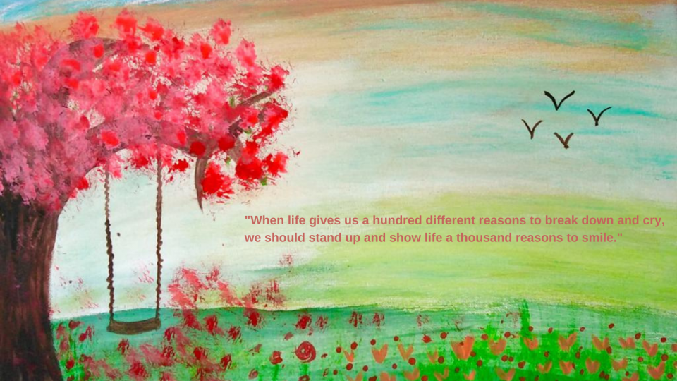 Painting and words by MCFB service user. Funding for art materials supplied by Foundation Scotland