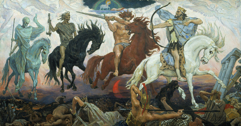 Painting of the four horsemen of the apocalypse by Viktor Vasnetsov