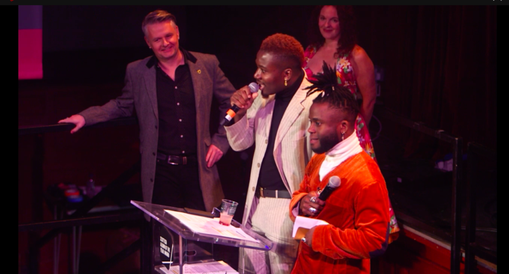 Aloyssius Massaquoi of Young Fathers accepting SAY Award