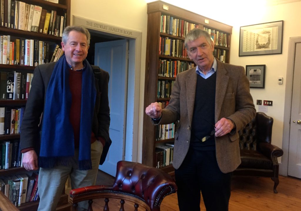 Ian Friaser (left) and Ray Perman in the Library of Mistakes, surrounded by books chronicling the history of financial blunders that just keep on repeating. 