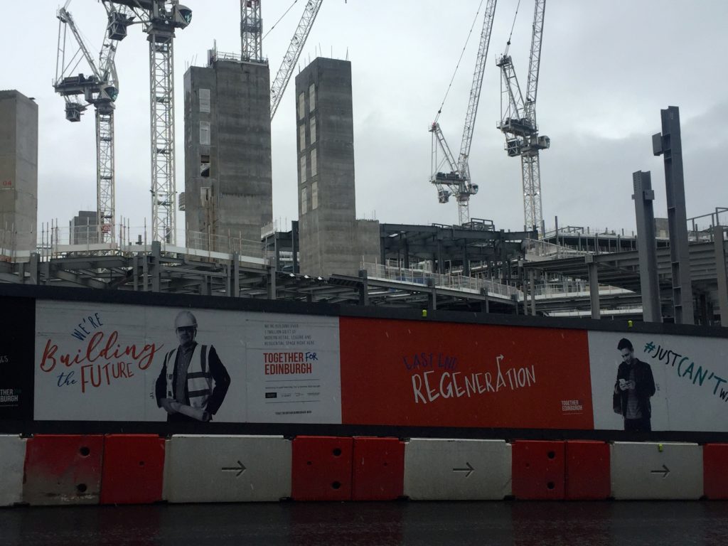Red hoardings promise regeneration at Edinburgh St James