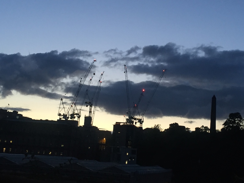 Build back better? Cranes in Edinburgh city centre. Photo Fay Young
