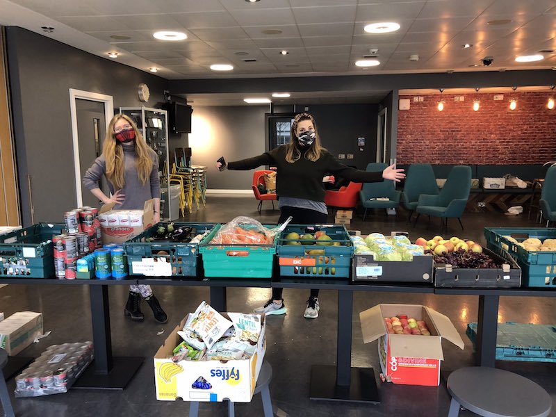Setting up show: the QMU Food Pantry – picture courtesy @QMSU twitter post