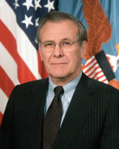 Donald Rumsfeld as Secretary of Defense 2001: United States Army image in the public domain