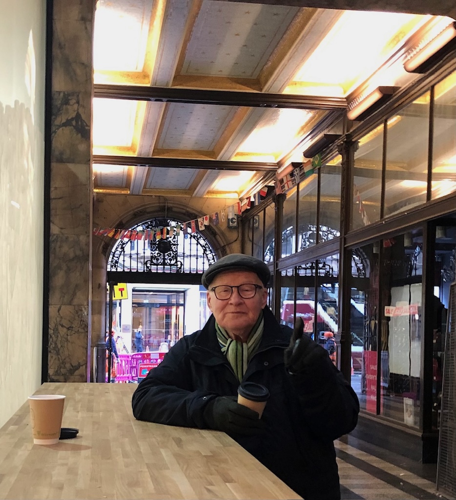 David Gow at an outdoor editorial meeting during the pandemic, 2021