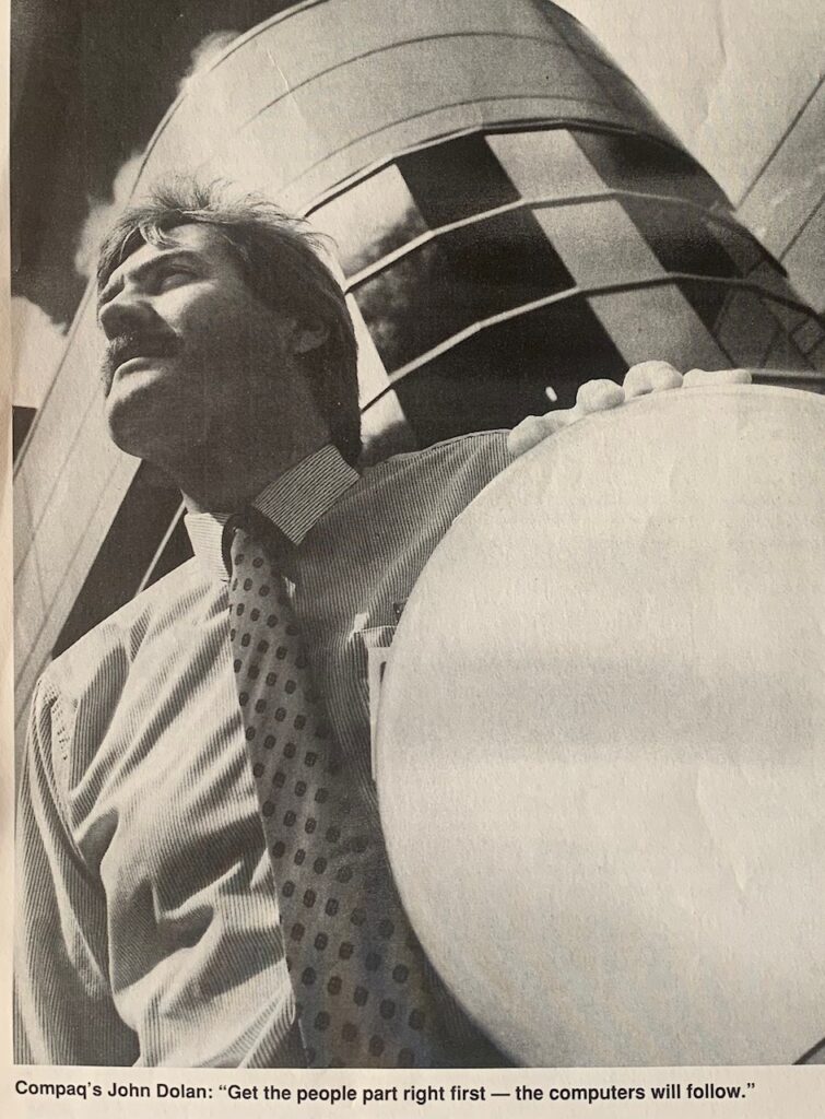 John Dolan pictured outside the Compaq factory in Erskine, Silicon Glen in 1990