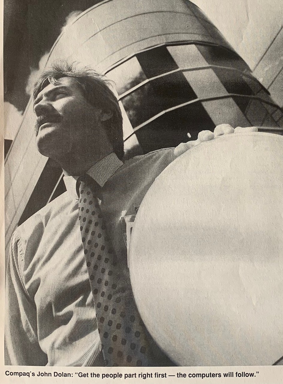 John Dolan pictured outside the Compaq factory in Erskine, Silicon Glen in 1990